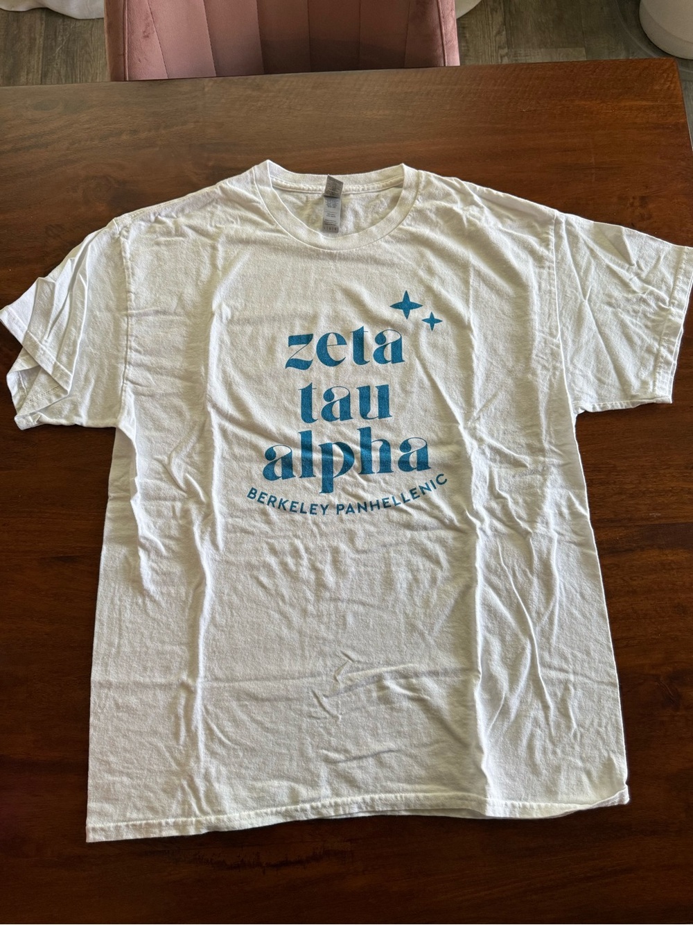 Zeta Tau Alpha Berkeley Panhellenic Graphic Tee White Size Large